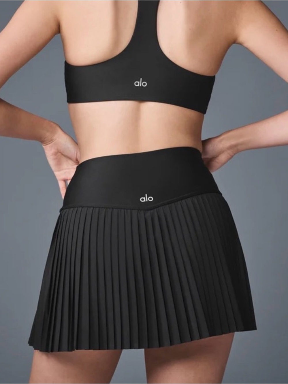 ALO Yoga Black Pleated Performance Skirt